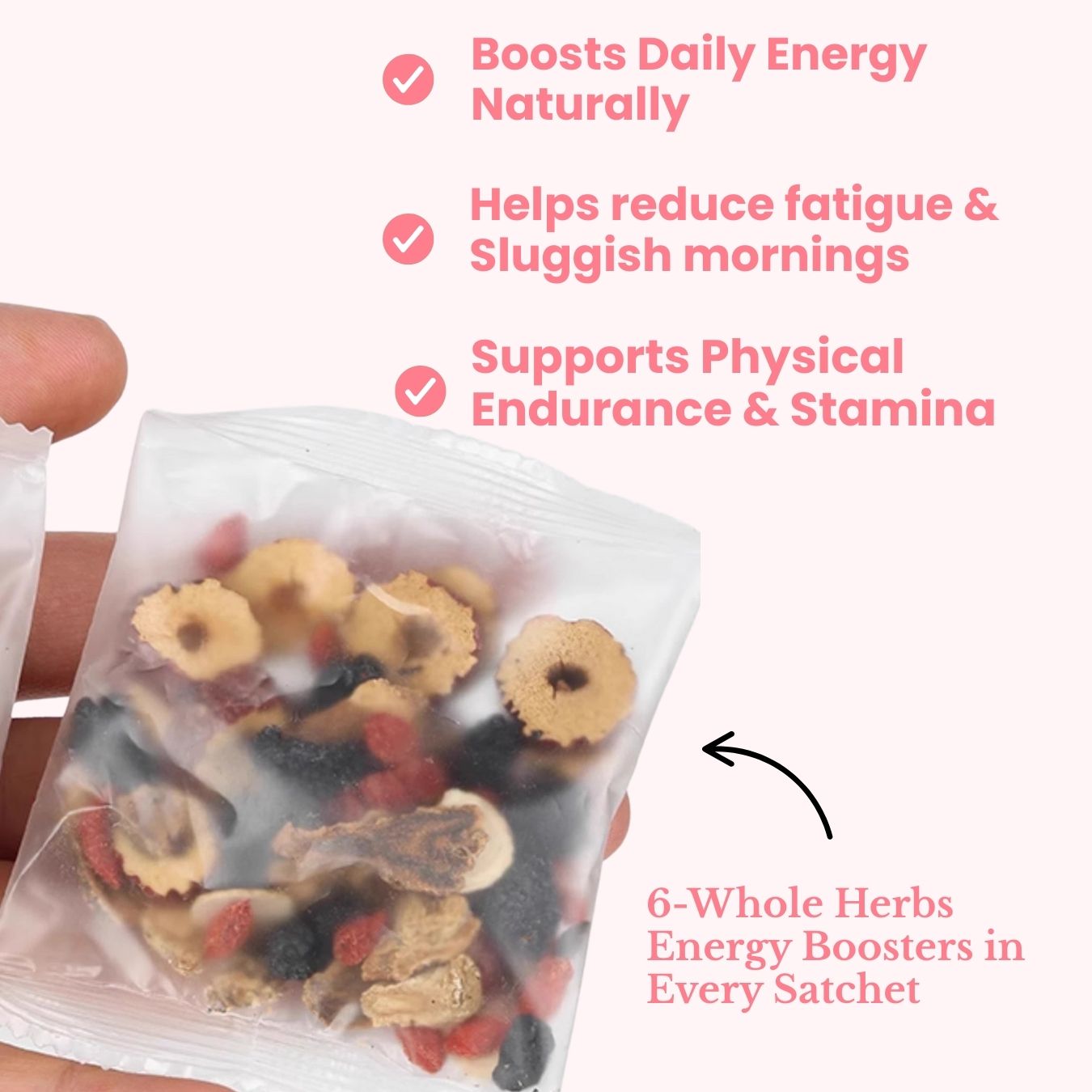 Energy Boost Maca Vitality 6-Herbs Tea Blend - Fortified with Ginseng