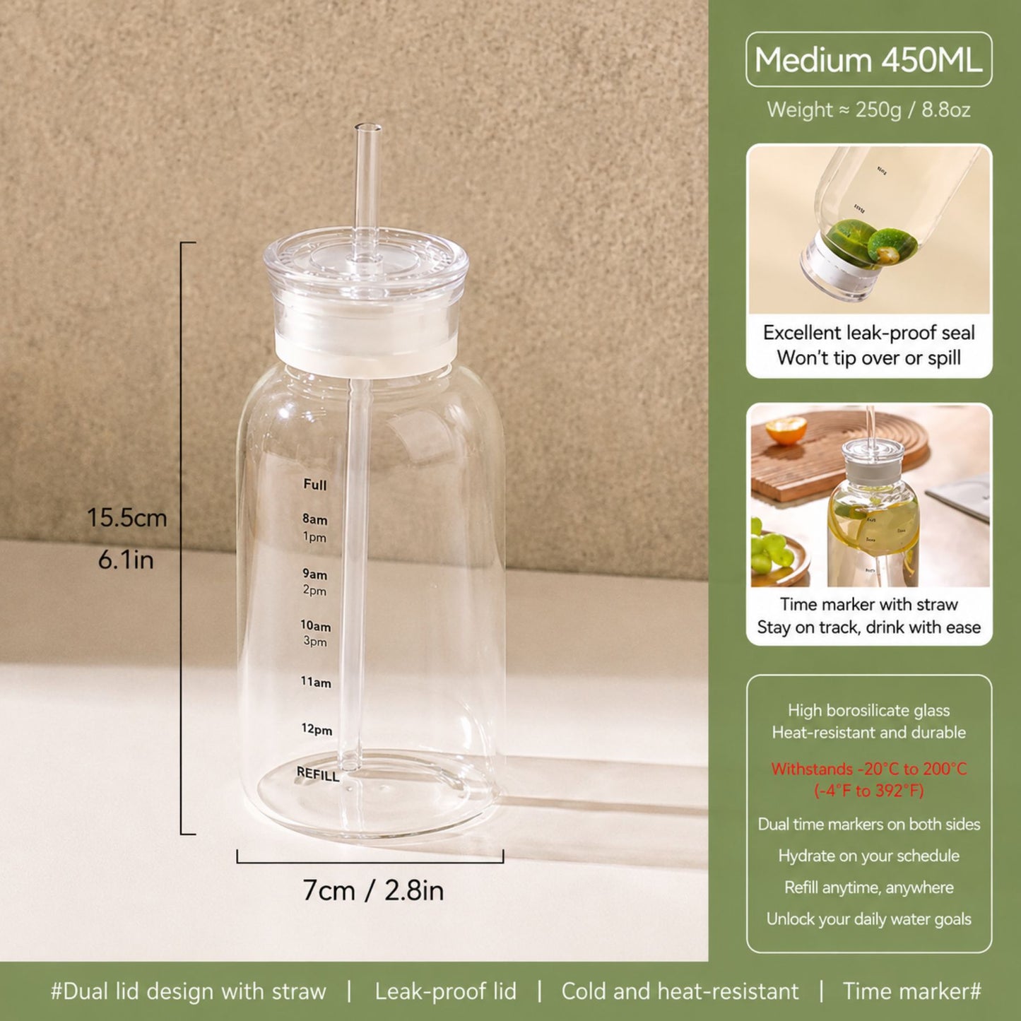 SipClock™ Bottle - "The bottle that reminds you to drink your beauty tea."