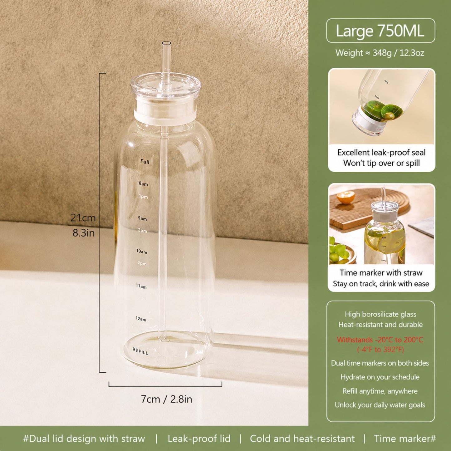 SipClock™ Bottle - "The bottle that reminds you to drink your beauty tea."