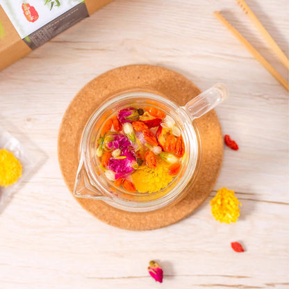 Detox Hormonal Balance Flower Tea: Goji, Rose, Lotus Leaf, Chrysanthemum, Jasmine, Hawthorn, Rock Sugar (20 packets)