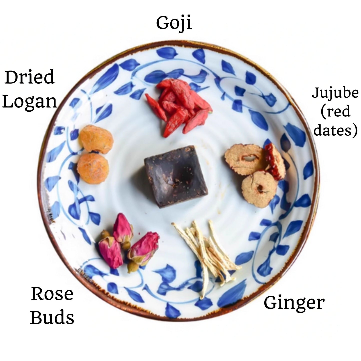 Period Cramp Relief Tea: Goji, Jujube, Ginger, Longans, Black Sugar, Rose  (10 packets)